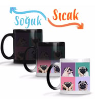 Pug Köpek Sihirli Kupa Bardak Porselen