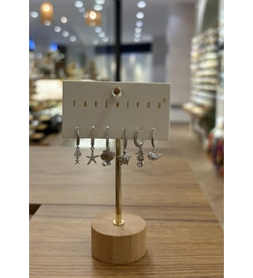 Yakemiyou Silver Deniz Konsept Altılı Küpe