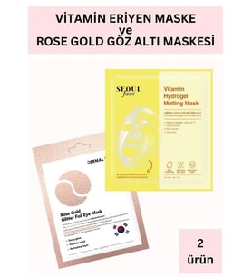 Dermal Vitamin Hydrojel Şeffaflaşan Eriyen Maske 34g ve Rose Gold Göz Maskesi Set