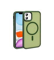 Apple iPhone 11 Uyumlu Kılıf M-safe Şarj Özellikli Mat Arka Yüzey Zore Sio Kapak (Koyu Yeşil)
