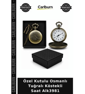 Özel Üretim Hediyelik Nostaljik Aksesuar Klasik Özel Kutulu Osmanlı Tuğralı Köstekli Saat Alk3981