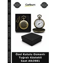 Özel Üretim Hediyelik Nostaljik Aksesuar Klasik Özel Kutulu Osmanlı Tuğralı Köstekli Saat Alk3981
