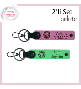 Kaplan Figürlü Şık Anahtarlık Takımı, Erkek Sevgiliye Karizmatik Hediyelik, Pembe-Fıstık Yeşil
