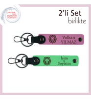 Kaplan Figürlü Şık Anahtarlık Takımı, Erkek Sevgiliye Karizmatik Hediyelik, Pembe-Fıstık Yeşil
