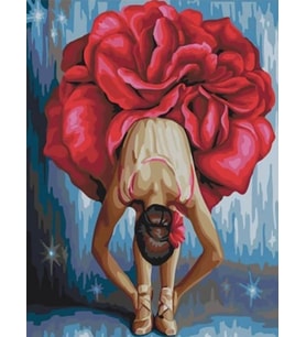 Kırmızı Balerin Sayılarla Boyama Seti 40x50 cm (Tuvale Gerili)