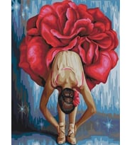 Kırmızı Balerin Sayılarla Boyama Seti 40x50 cm (Tuvale Gerili)