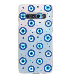 PrintiFy Samsung Galaxy S10 ile Uyumlu Nazar Boncuğu 1 Baskılı Kamera Korumalı Şeffaf Silikon Kılıf