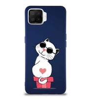 Oppo A73 Soft Premier Kapak Coolcat Tasarımlı Silikon Kılıf - Lacivert (Şeffaf)