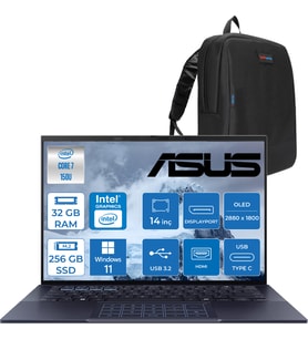 Asus Expertbook B9 OLED B9403CVAR-C73211TBB Ntel® Core™ 7 Processor 150U 32GB 256GB SSD Intel Graphic WINDOWS11HOME 14" Wqxga+ 400NIT IPS (2880X1800) OLED Taşınabilir Bilgisayar 90NX05W106+ZETTAÇANTA