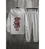 Unisex Chinesebox Baskılı Eşofman Takımı (Gri)