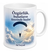 Gökyüzü Sevdalısı Pilot Paraşütçüye Bulutların Üzeri Özgürlük Kupa Bardak Hediye