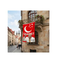 Saadet Partisi Bayrağı ve Necmettin Erbakan 140gr Premium Raşel Kumaş Bayrak 150x225 Cm