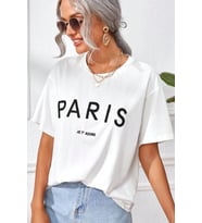 Unisex Paris Baskılı Oversize Tshirt (Beyaz)
