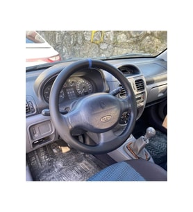 DİKİŞLİ DİREKSİYON KILIFI DAMARLI SİYAH DERİ MAVİ YÜZÜKLÜ RENAULT CLİO İÇİN HIZLI KARGO