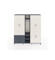 Hyperion Dolap 14 Raflı 4 Çekmeceli Tek Askılı 220x44x243 Antrasit-Aytaşı/Antrasit