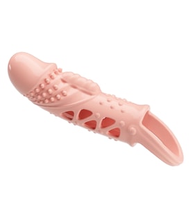 OdinsShop 2,5 cm Dolgu Uzatmalı Titreşimli Penis Kılıfı Prezervatif Vibratör