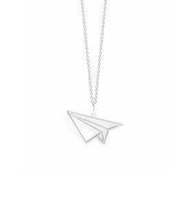 Kağıt Uçak Model Origami Gümüş Kolye (Gümüş)