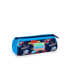 CORAL HIGH 22320 LACİVERT MAVİ UZAY DESENLİ ÜÇ BÖLMELİ KALEM ÇANTASI