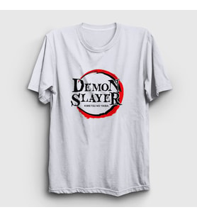 Presmono Unisex Beyaz Logo İblis Avcısı Anime Demon Slayer Kimetsu No Yaiba T-Shirt 308463tt (Beyaz)