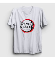 Presmono Unisex Beyaz Logo İblis Avcısı Anime Demon Slayer Kimetsu No Yaiba T-Shirt 308463tt (Beyaz)