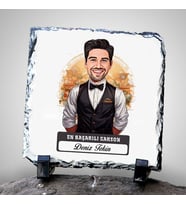 Kişiye Özel Hediye Karikatürlü En Başarılı Erkek Garson Dekoratif Taş