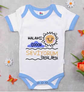 BK Kids Kişiye Özel Mavi Bebek Body Zıbın - Model 95
