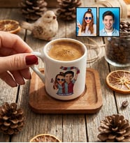 Kişiye Özel Karikatürlü Bordo Mavi Taraftar Sevgiliye Hediye Türk Kahvesi Fincanı Sevgililer Günü Hediyesi