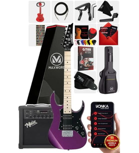 Maxword DE-150PU-25AMP Maple Klavye HH Yüksek Kaliteli 25W Amfili Elektro Gitar Seti