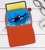 BK Gift Balıklar Tasarımlı Taşınabilir Koruyucu Tablet Kılıfı & Organizer Çanta - Turuncu-1