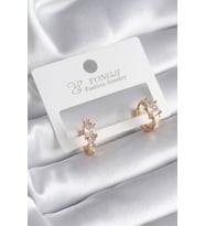 Pirinç Gold Renk Zirkon Taşlı Kadın Küpe - TJ-BKP8342