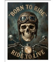 Born To Ride Kuru Kafa Motor Dekoratif Kanvas - Mdf Ahşap Tablo