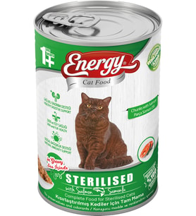 Energy Pet Food Energy Somonlu Kısırlaştırılmış Islak Kedi Konserve Maması 415 Gram 80 Adet