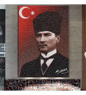 Atatürk Mustafa Kemal Mozaik Puzzle Tablo Kanvas Tablo (8 Farklı Ölçü)