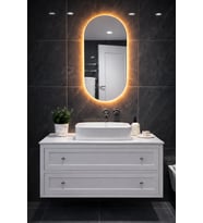 Oval Elips LED Işıklı Ayna  Beyaz Günışığı Amber Mavi Kırmızı RGB  Dekoratif Banyo Makyaj Aynası