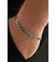 Figaro Paslanmaz Çelik Bileklik Unisex Erkek Bayan Bileklik Zincir Künye ack06b-3 (Beyaz)