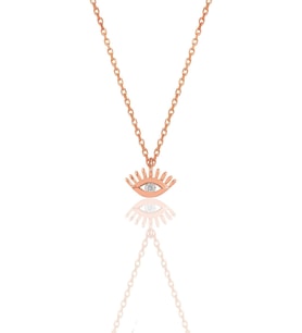Gümüş rose zirkon taşlı kirpikli göz kolye SGTL12117ROSE