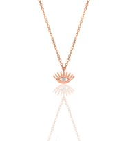 Gümüş rose zirkon taşlı kirpikli göz kolye SGTL12117ROSE