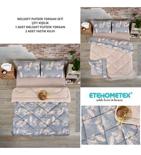 ETE HOMETEX ÇİFT KİŞİLİK LÜX WELSOFT YORGAN SETİ 195X215CM ARİNA BEJ 8696474231861