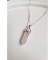 Pembe Kuvars Ametist Çivi Kesim Doğal Taş Kadın Doğal Taş Kolye