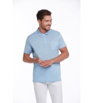 Hatemoğlu Mavi Regular Fit %100 Pamuk Basic Merserize Polo Yaka Tişört