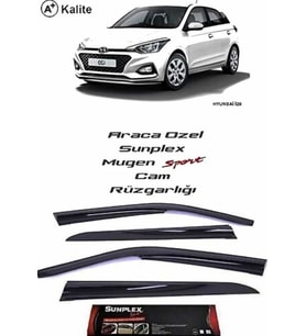 Hyundai i20 Mugen Cam Rüzgarlığı 2015 sonrası 4'lü Sunplex (Beyaz)