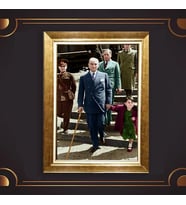 Özel Seri Paspartulu Çerçeveli Atatürk Tablo l463 (Gold)