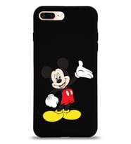 Apple iPhone 7 Plus Uyumlu Lansman Kılıf Mickey Mouse Tasarımlı Altı Kapalı İçi Kadife Kaplı  Kapak (Şeffaf)