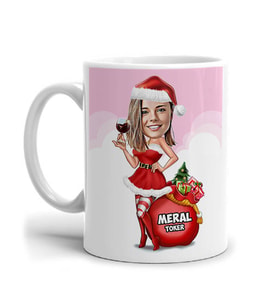 Kişiye Özel Süper Noel Kız Karikatürlü Kupa Bardak