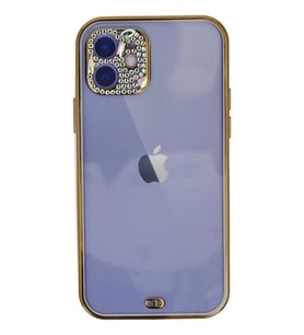 Newface Apple iPhone 12 Kılıf Liva Taşlı Silikon - Mor