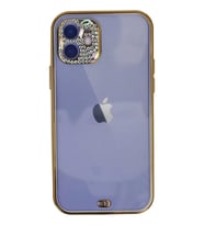 Newface Apple iPhone 12 Kılıf Liva Taşlı Silikon - Mor