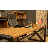 Deryawood ahşap masif ofis masası 200*85*76 cm acık ceviz