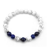 Alnis Atelier Beyaz Havlit ve Lapis Lazuli Doğal Taş Bileklik (Buz-Buz)