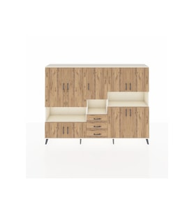 Arges Dolap 13 Raflı 3 Çekmeceli 9 Kapaklı 220x30x163 Aytaşı-Çam