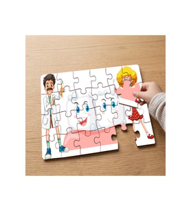 Erkek ve Kadın Dişçi - Dentist Tasarımlı 24 Parça Ahşap Çocuk Puzzle MPK0424